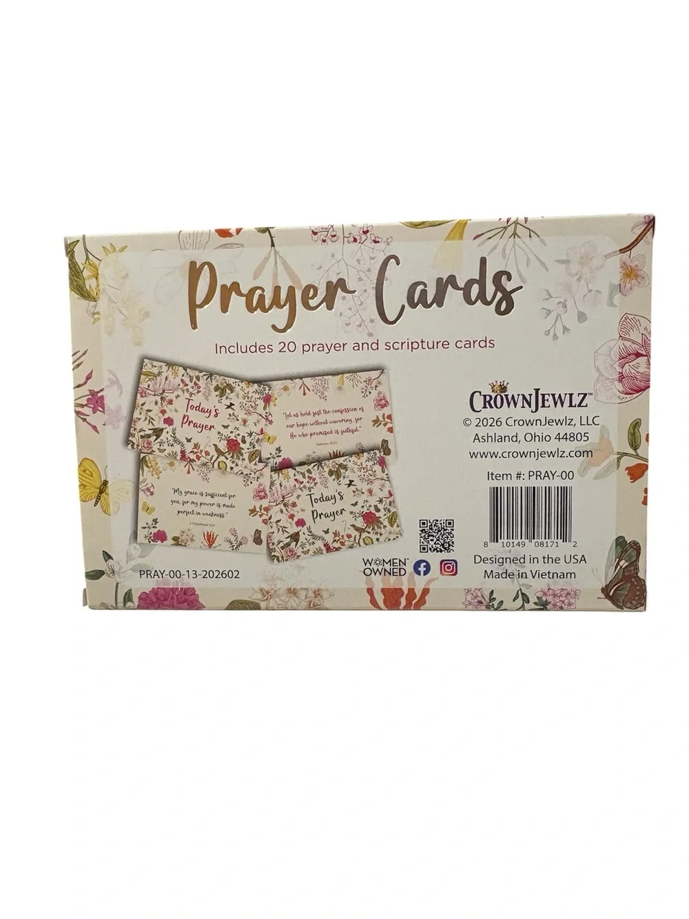Floral 'Today's Prayer' Card Set - Cream & Pink Floral